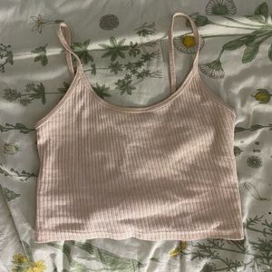 TOPSHOP baby pink/cream cropped tank top